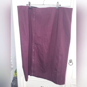 Lane Bryant Maroon Full Front Zip Skirt - 18
